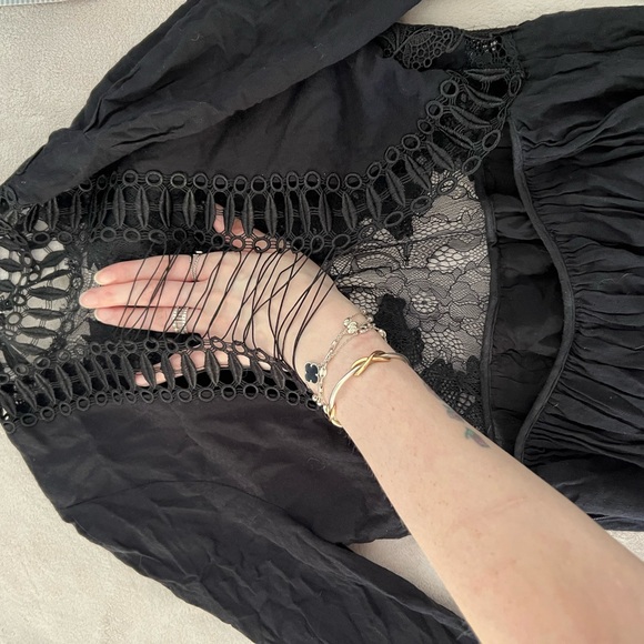 NWT open back, see through front FREE PEOPLE bohemian lace up back - Picture 4 of 7